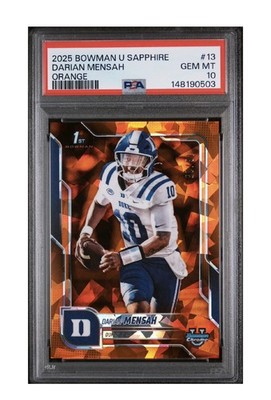 Darian Mensah PSA 10 2025 Bowman University Chrome Sapphire Orange /25 POP 3