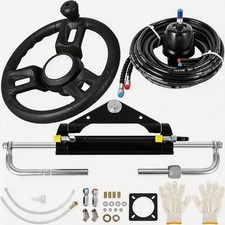 150HP Hydraulic Outboard Steering Kit Boat Marine System 13.5" Wheel 26ft Hose