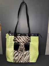 MADI CLAIRE MC GENUINE LEATHER TIGER STRIPE SHOULDER BAG