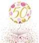 50 runde Folienballons rosa & goldene Punkte im Karton Größe 46 cm