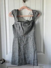 Reformation Petites Loula Linen Dress Remy Check Black Gingham Mini Dress Sz 4 P