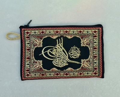 Gobelin Geldbörse, osmanische Kalligraphie, türkisches Reißverschlusstasche, Ausweistasche, Geldbörse