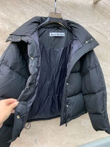 Unused Acne Studious Unisex Short Down Jacket Size L Black Length 77cm image 3