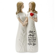 White Resin Sister Figurine Gift Women Bestie Friendship Christmas Birth