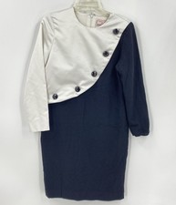 Carolina Herrera Studio Black and White Colorblock Sheath Dress 80s 90s Vtg 10