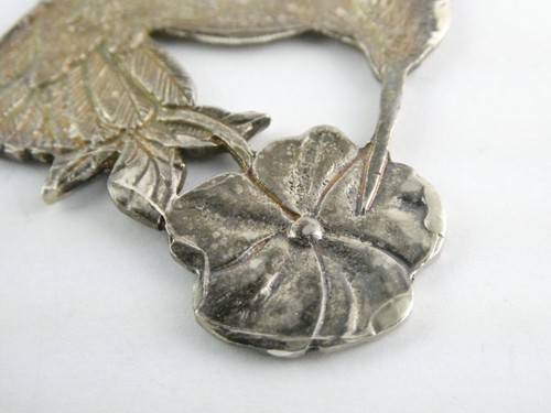 Vintage Sterling Silber Kolibri auf Blume Ornament Anhänger 19g 3,25 Zoll - Bild 7 von 24