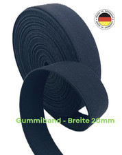 Gummiband 20mm, schwarz, Elastisch – 1 Meter Lang - Gummilitze für Kleidung