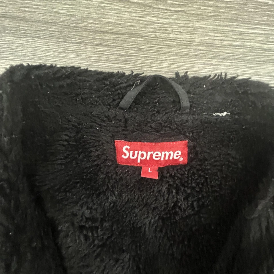 Chaqueta Supreme Pit Crew Para Hombre Grande Carreras Negra Amarilla Nuestra Política Parche Rayas Foto 4 de 4