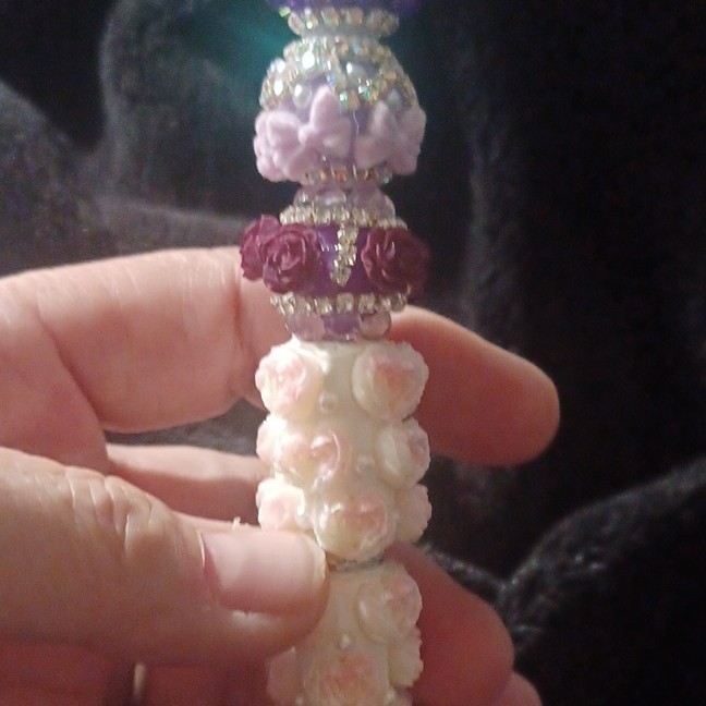 Handmade Floral Rhinestone-Decorated Ballpoint Pen, Plastic, Black Ink ...