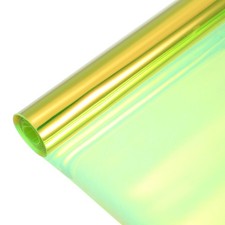 Holographic Clear Vinyl Film Holographic PVC Fabric 12"x48",Laser Light Yellow