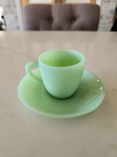 Fire King Jadeite Demitasse Child Size Cup & Saucer Set - 000802