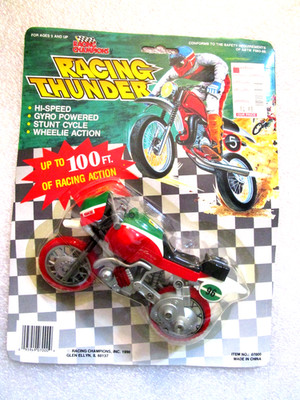 Racing Champions 1990 Racing Thunder Stunt Cycle Gyro Powered Wheelie Action 6''