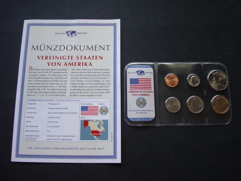 TOP USA Kursmünzensatz im Plastikfolder + Zertifikat! Das Geld der Welt! MDM! KM - Bild 1 von 3
