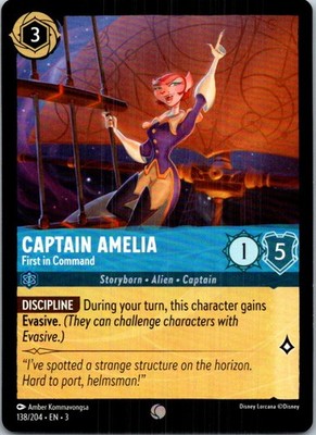 Captain Amelia - First in Command  138/204 Common Into the Inklands LP Lorcana
