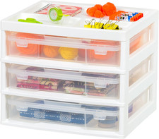 Desk Organizer |Made in USA| 3-Tier Cases - White/Clear | Fits 12"X12" Paper, Bu