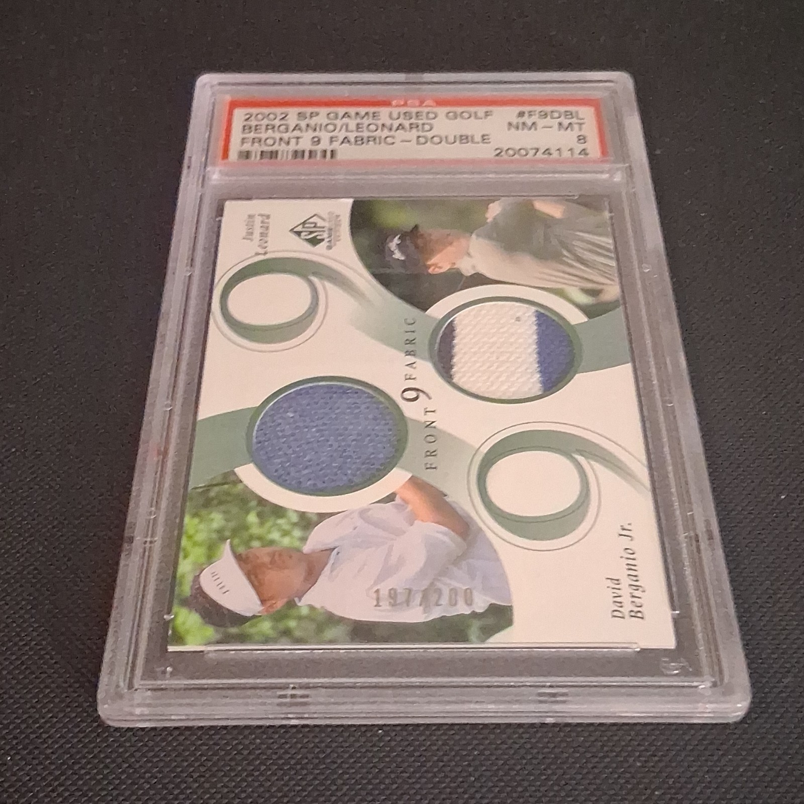 Upper Deck 2002 SP Game Used Front 9 Double Leonard Berganio #F9D-BL /200 PSA 8