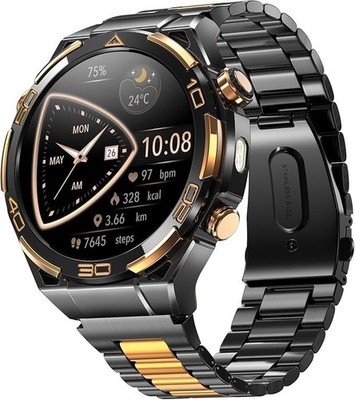 Smartwatch For Herren 14K Gold Business Armbanduhr 900mAh With LED-Leuchte GPS