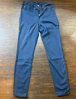 7 For All Mankind HW Skinny Crop Sateen Pants Navy Size 29 (Fits 26/27)