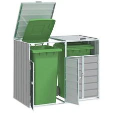 Wheelie Bin Storage for Double Bins Gray 56.7"x31.9"x44.5" Steel
