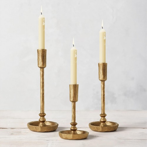 Vintage Cast Iron Taper Candle Holders Set of 3 Antique Brass ...