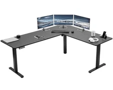 VIVO Black Electric 75" x 63" Corner Standing Desk, L-Shaped Workstation