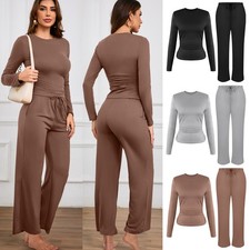 Womens Thermal Loungewear Soft Set Long Sleeve Pajamas Outfits Lounge Winter Set