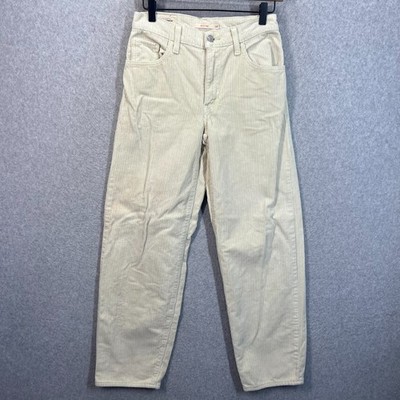 Levis Pants Womens 24 Ivory Corduroy Baggy Dad Hi Rise Fresh Collection EUC
