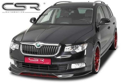 Front Ansatz Spoiler Schwert Diffusor Lippe Tuning für Skoda Superb II 3T FA158