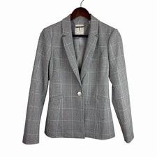 Ted Baker Size Small Gray Plaid Single Button Blazer Career Professional Preppy