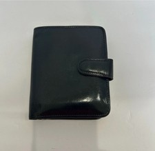 Vintage Coach All Leather Wallet Bifold Framed Kisslock Coin Purse Black