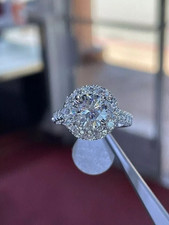2Ct Round Cut Lab Created Diamond Halo Engagement 14K White Gold FN Bridal Ring