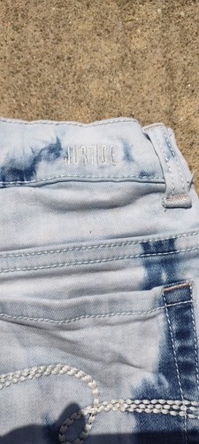 Justice Tie Dyed Bleached Jean Shorts Girls Size 10 Distressed Button Fly - Picture 6 of 7