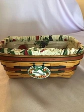Longaberger 1995 Baker’s bounty  Basket Fruit Fabric Tie -on And Protector