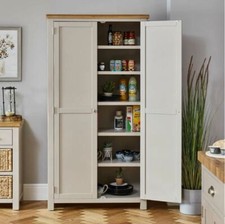 Pantry Cupboard Cotswold Grey Painted Oak Double Shaker Kitchen Office Furniture