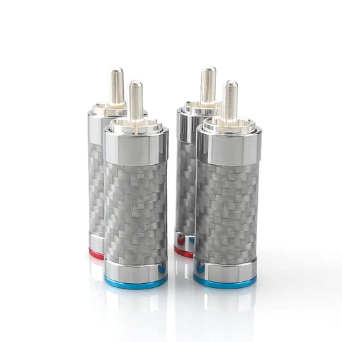 4pcs Speaker Cable Connector Silver Plated Copper RCA Plug for Audio Signal Wire - Picture 1 of 8
