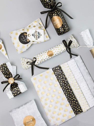 50 Sheets Polka Dots Tissue Paper Gold Foil Dot Wrapping Paper Metallic Wrapp... - Picture 3 of 9