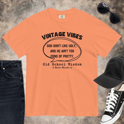 Vintage Vibes Shirt God Don't Like Ugly Old School Saying Unisex Comfort Colors - Picture 8 of 15