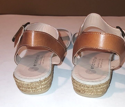 Eric Michael Women’s Leather Amanda Sandal Suede Beige 41 EU 10.5 US Handmade - Picture 9 of 10
