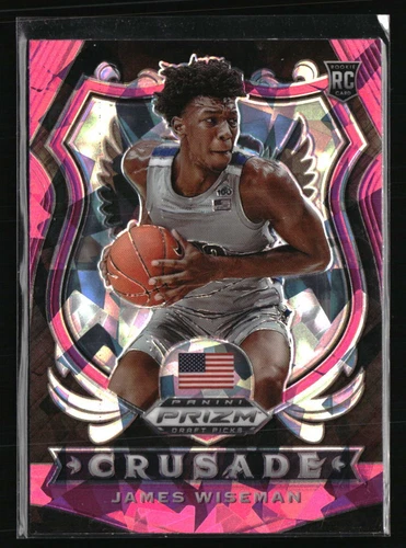 James Wiseman 2020 Panini Prizm Pink Cracked Ice #82 RC Basketball Card