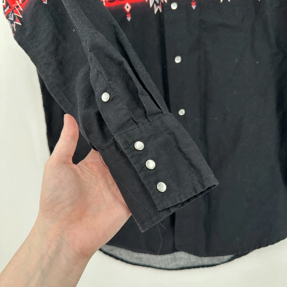 Camisa De Colección Cumberland Outfitters Perla A Presión Para Hombres L Negra Azteca Vaquero Occidental Foto 3 de 4