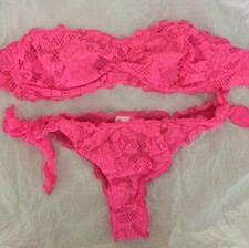 Affare! Stupendo Costume Bikini Tezuk Pizzo Fuxia Rosa Fluo COME NUOVO