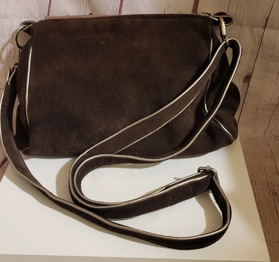 Bolso de mano bandolera Jasper & Jeera para Anthropologie marrón gamuza cuentas múltiples formas Foto 4 de 4