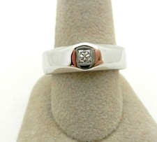 Solid 14k White Gold Princess Cut Diamond Men's Ring Band 12 grams size 10