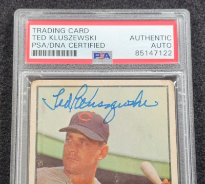 Rare 1953 TED KLUSZEWSKI Signed Bowman Baseball Card-CINCINNATI REDS-PSA