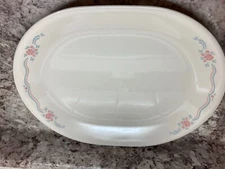 Corelle English Breakfast 12" Serving platter Blue Pink Roses Flowers