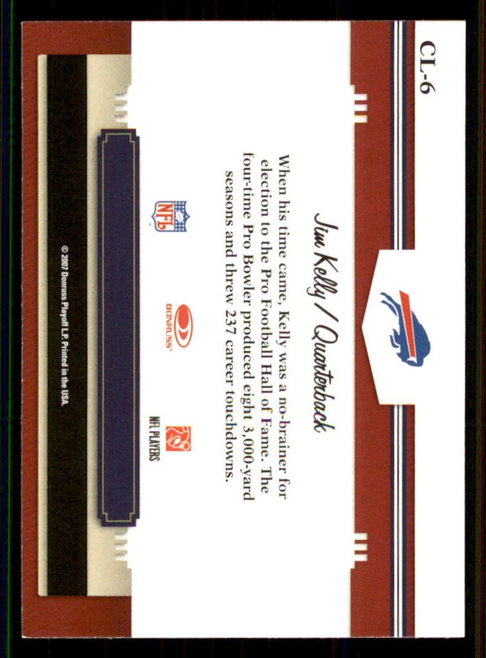 2007 Donruss Threads Century Legends Gold #6 Jim Kelly - Image 2 of 2