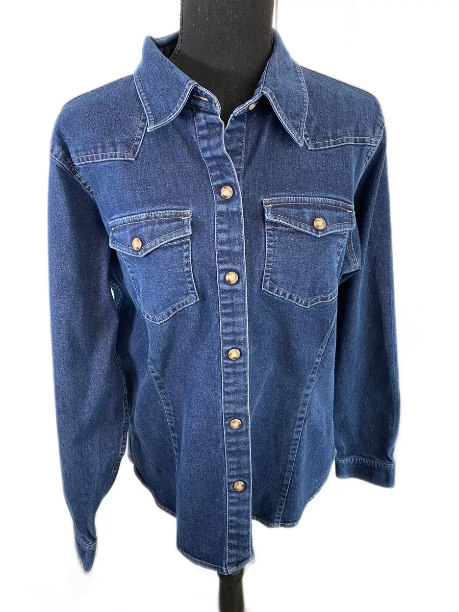 Denim shirt store pearl buttons