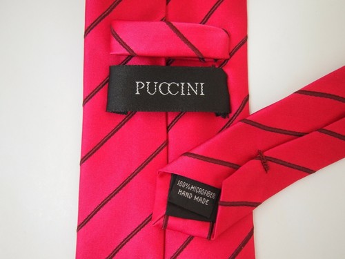 Puccini Herren-Krawatte heißrosa grau gestreift Mikrofaser 59 Zoll - Bild 3 von 4