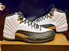 Men  s Size 9.5 Nike Air Jordan 12 Retro Royalty Black White Gold CT8013-170 NIB