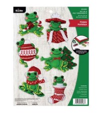 Bucilla 'Hoppy Holidays Frog Ornaments' Felt Applique Embroidery Kit - 89468E